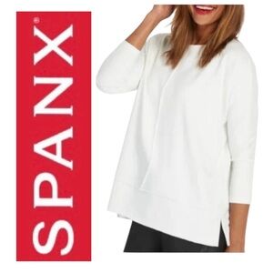 SPANX White Perfect Length Dolman 3/4 Sleeve Tunic Sweatshirt Top S NWT